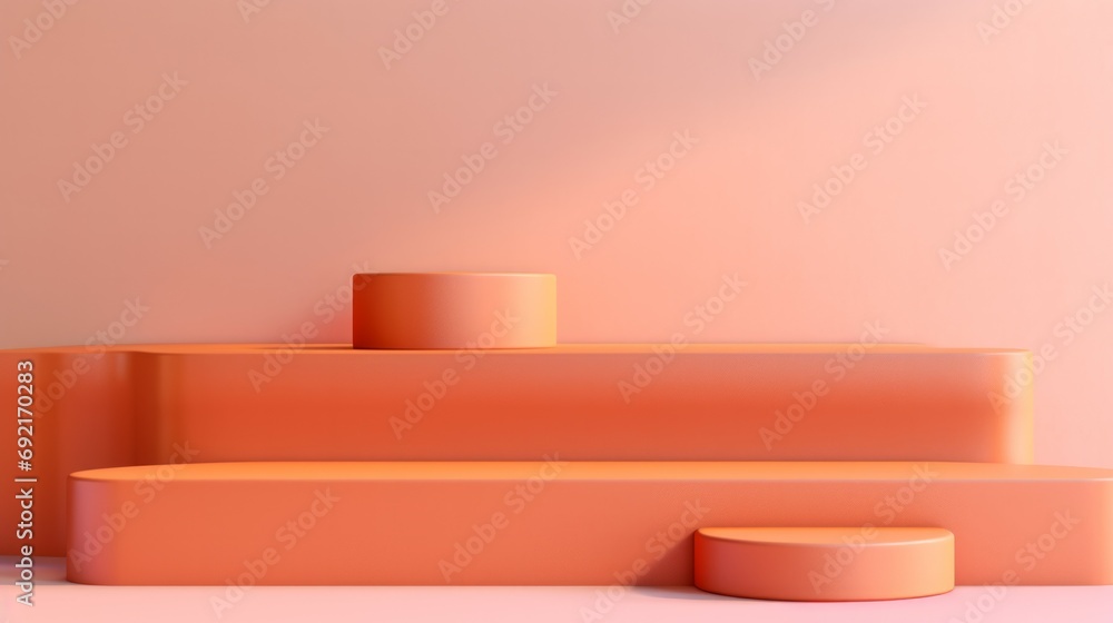Minimal modern cosmetic products display on Peach Fuzz background with copy space Minimal modern cosmetic products display on Peach Fuzz background with copy space