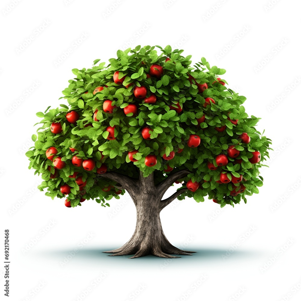 Apple Tree Icon on Pristine White Background