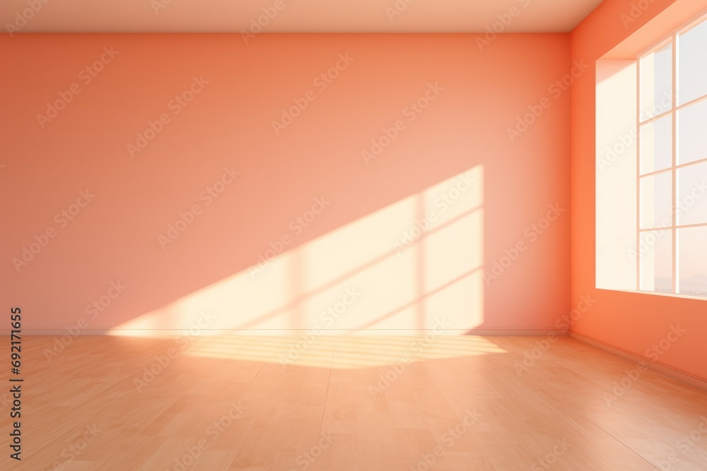 Empty peach fuzz room with sun light, Empty peach fuzz room with sun light,