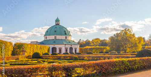 Flower Garden in Kromeriz - Baroque park. Rotunda in the middle of the garden, Kromeriz, Czech Republic