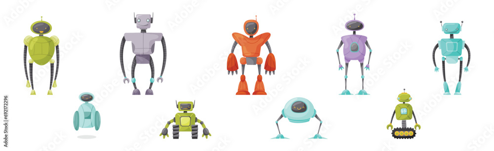 Different Robot with Arm and Metal Parts Vector Set Different Robot with Arm and Metal Parts Vector Set