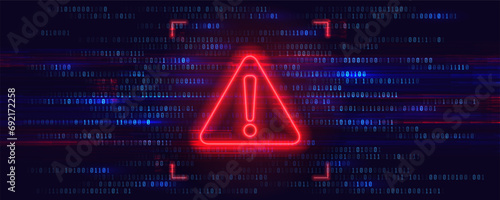 Danger sign. Hacked system or cyber attack. Vector illustration.