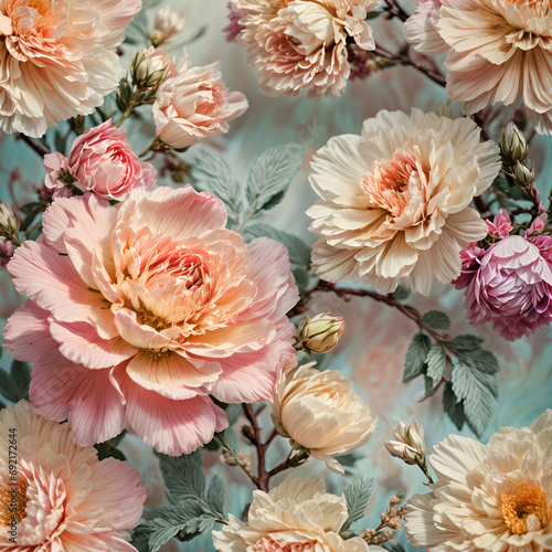 Pink Flowers Blooming Against a Serene Blue Backdrop