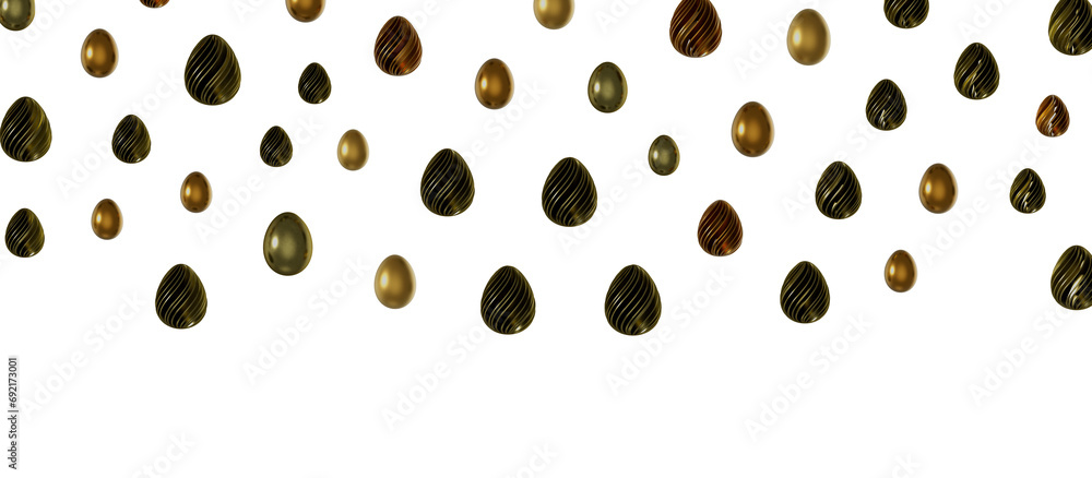 Easter horizontal border with gold eggs Easter horizontal border with gold eggs