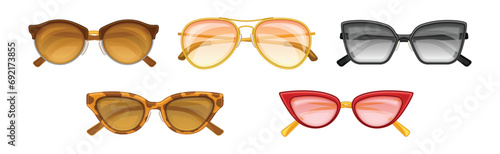 Fashionable Sunglasses of Different Shape and Color Vector Set