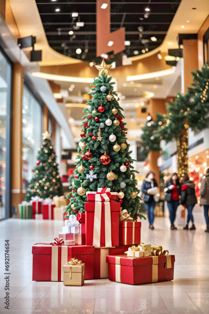 A Festive Christmas Tree with Colorful Presents