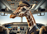 Giraffe pilot in cockpit