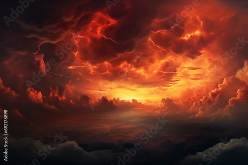 Fiery red and black sky clouds, Thunderclouds.