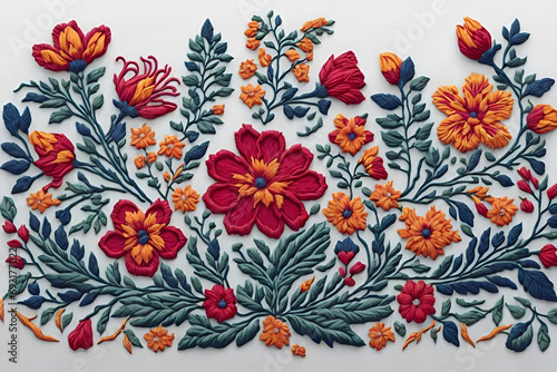 Artwork Featuring Vibrant Flowers and Delicate Leaves