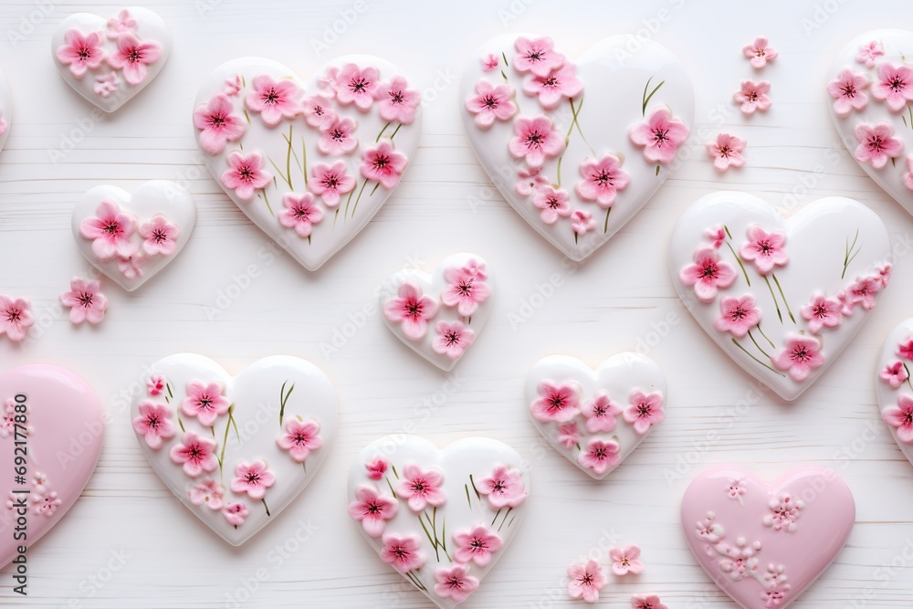 Ceramic hearts with flowers on white background. Valentines day Ceramic hearts with flowers on white background. Valentines day