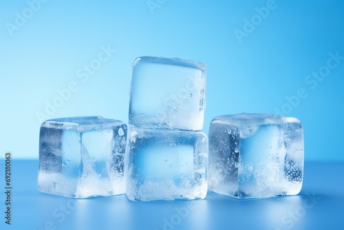 Ice cubes on blue background