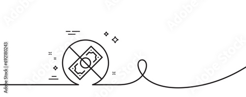 Corrupt line icon. Continuous one line with curl. No cash money sign. Stop corruption crime symbol. Corrupt single outline ribbon. Loop curve pattern. Vector