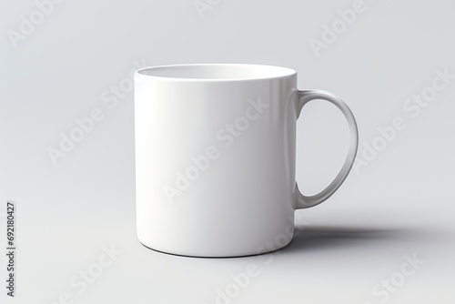Blank cup on white background photo