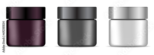 Cosmetic jar mock up. Plastic cream container, face beauty cosmetics package, vector illustration. Skin care medical treatment, realistic packaging mockup. Beauty product jar