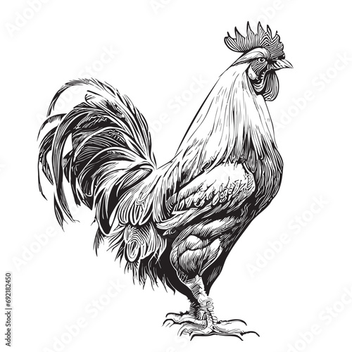 Farm rooster hand drawn sketch in doodle style illustration