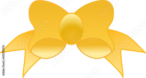 Gold bow, gift package bow, hair ribbon, Christmas tree decoration, Vector graphics for the hollyday - yellow