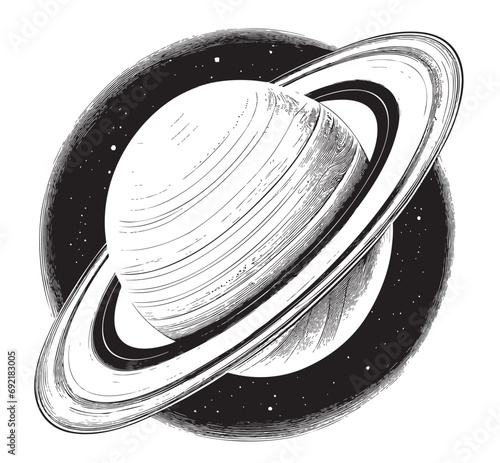 Planet Saturn sketch hand drawn in doodle style illustration Cosmos