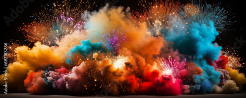 Firework explosion in the night sky celebrating happy new year created by ai photo