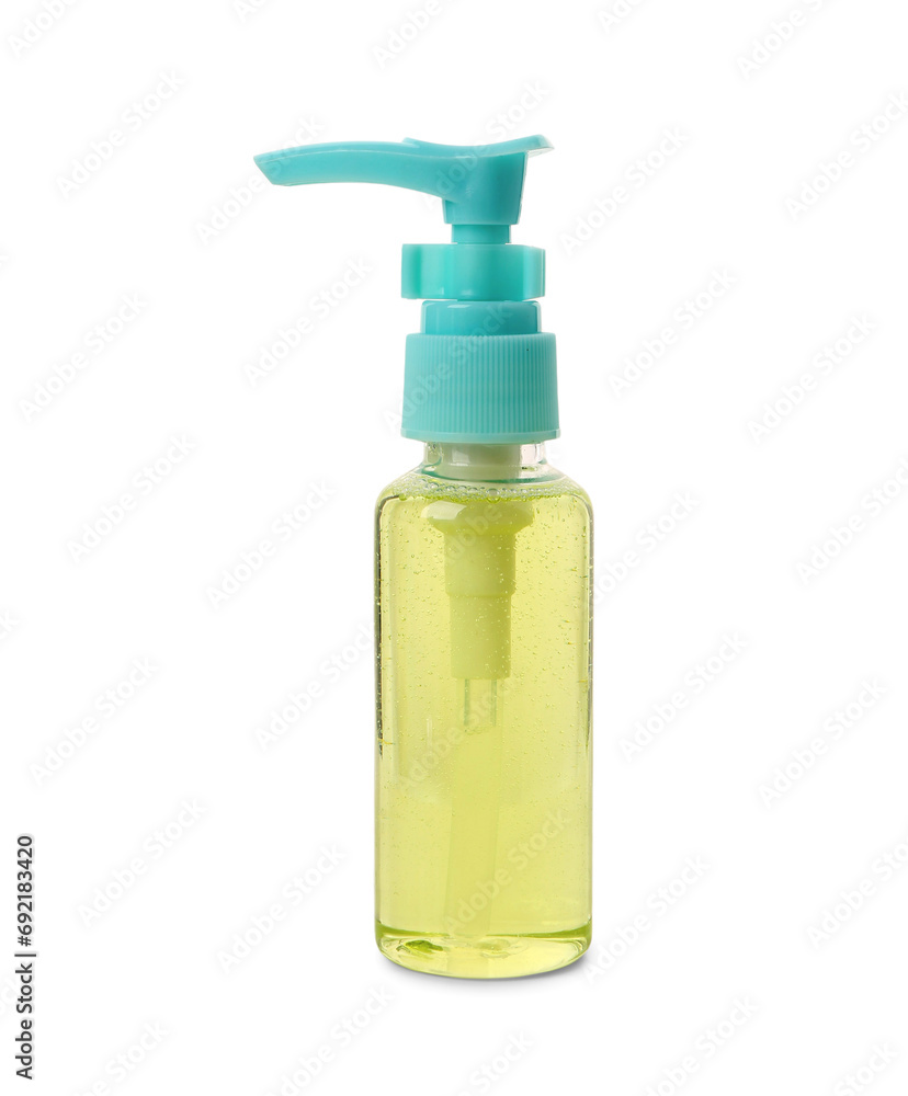 Bottle of travel cosmetic product isolated on white background Bottle of travel cosmetic product isolated on white background