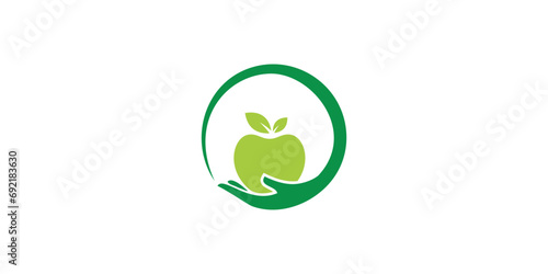 apple logo. apple logo with hand combination