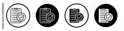 legal protection icon set. protect policy vector symbol in black filled and outlined style. photo