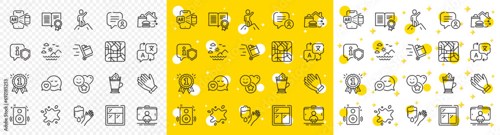 Outline Speakers, Blood and Leadership line icons pack for web with ...