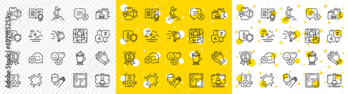 Outline Speakers, Blood and Leadership line icons pack for web with Window, Translate, Latte coffee line icon. Sea mountains, Augmented reality, Push cart pictogram icon. Clapping hands. Vector photo