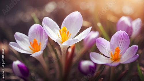 Beautiful spring crocus flowers close up © tanya78
