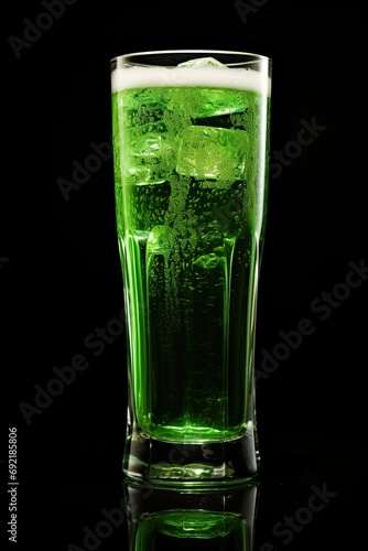 Large glass with drink and ice