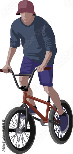 isolated cyclist on BMX bike 