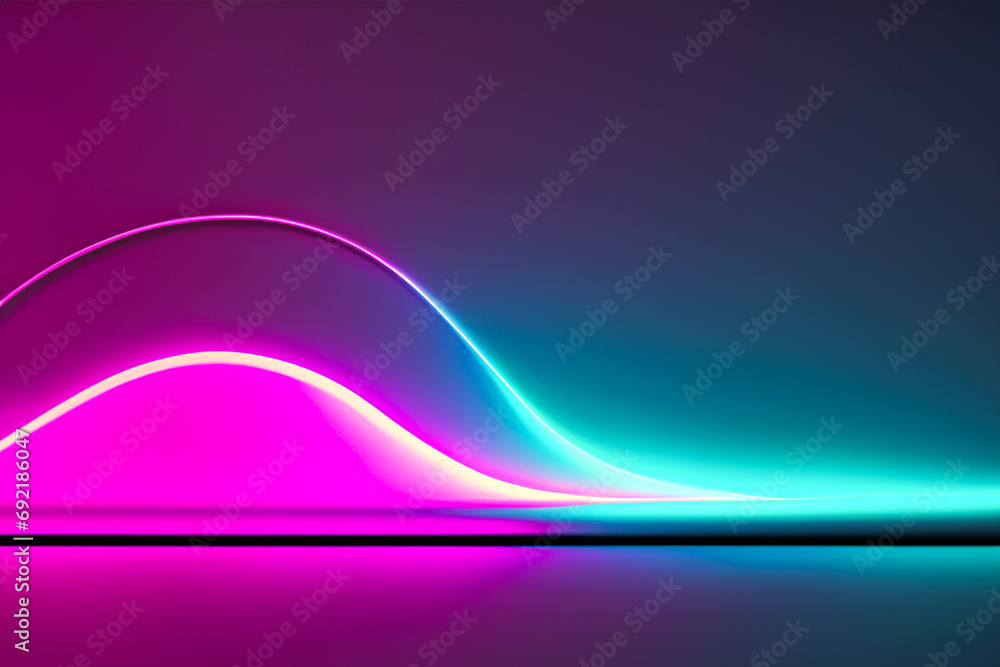 Neon pink and turquoise wave pattern on green and blue gradient Neon pink and turquoise wave pattern on green and blue gradient