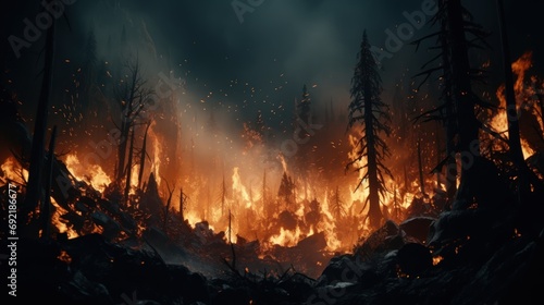 Forest fire UHD wallpaper