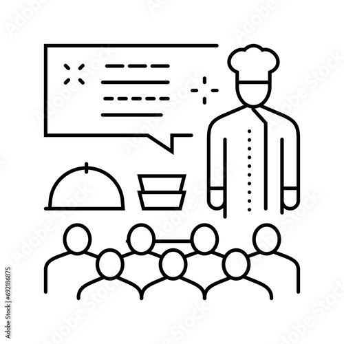 cooking classes restaurant chef line icon vector. cooking classes restaurant chef sign. isolated contour symbol black illustration