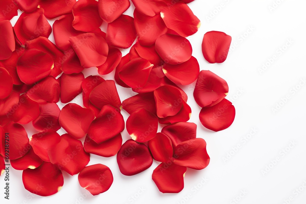 Red rose petals on white background Red rose petals on white background