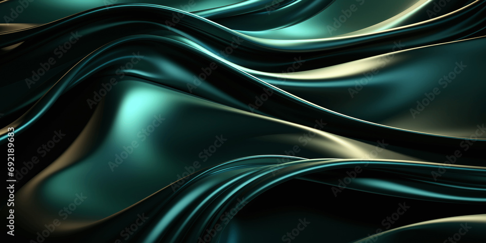 Fototapeta premium green and black abstract background with waves