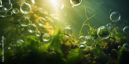 bubbles from seaweed rise in the oceans, unveiling a groundbreaking discovery of their potential to store vast amounts of CO₂, offering hope for long-term climate stabilization and environmental balan