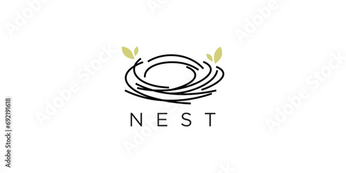 bird nest logo icon. bird's nest logo design.