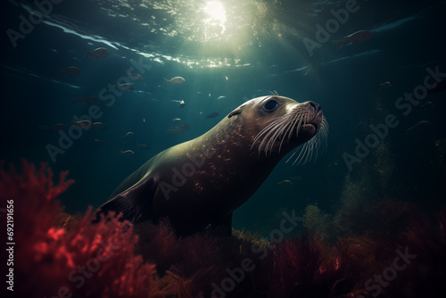 Mesmerizing Underwater Photograph of a Sea Lion © Tigarto