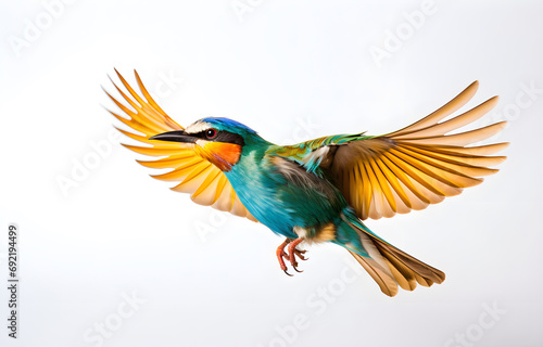 colorful calibri bird flying on white background © Oleksiy