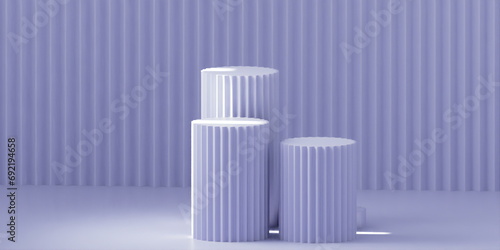 Product Podium - light violet Podium, light violet Background. 3D Illustration. Light coming from left window 