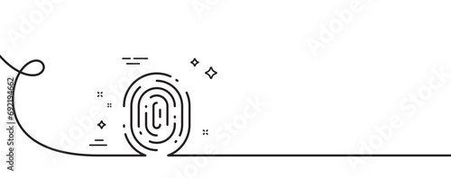 Fingerprint line icon. Continuous one line with curl. Finger print scan sign. Biometric identity symbol. Fingerprint single outline ribbon. Loop curve pattern. Vector