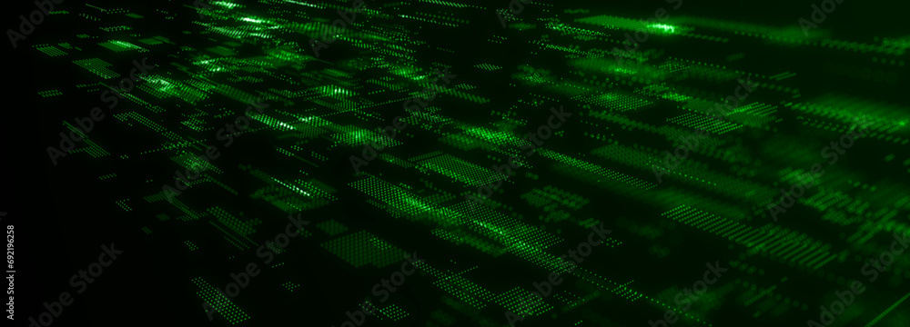 Abstract background with connection dots to network technology. Digital transfer of big data. 3d rendering.