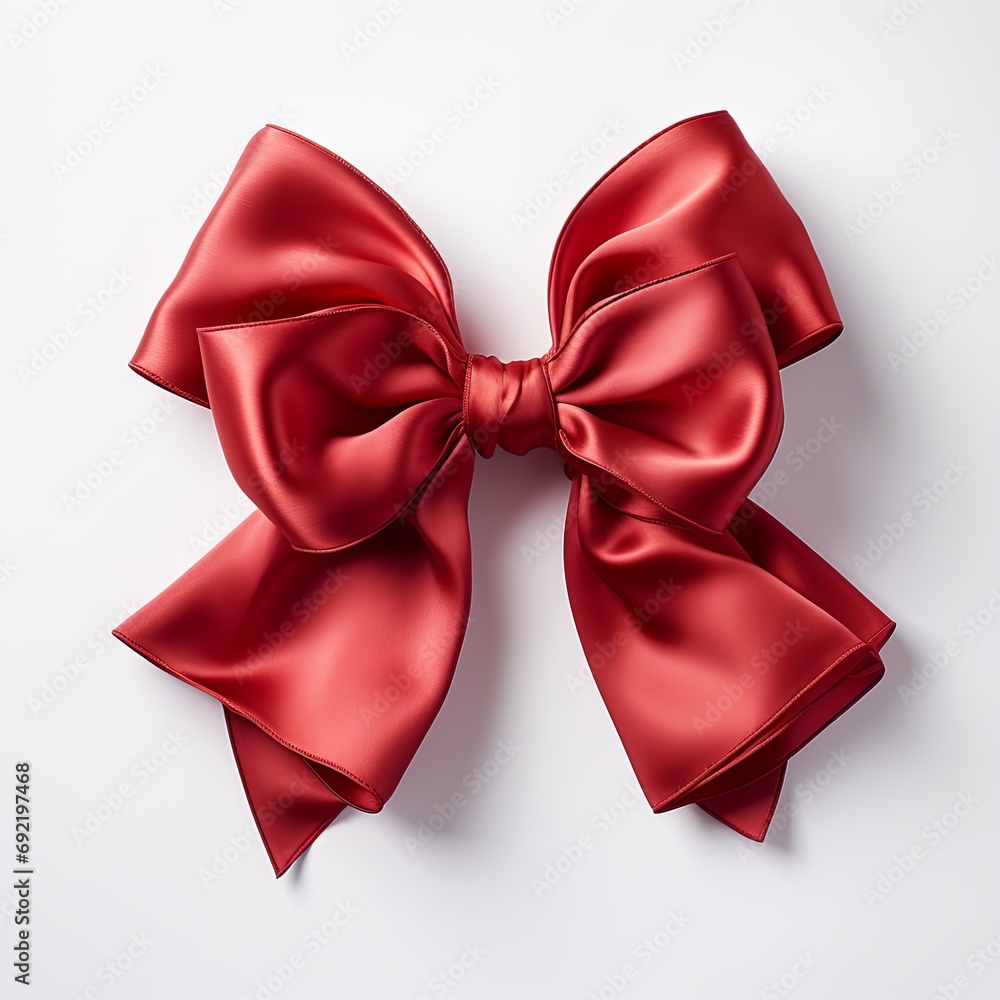 red ribbon satin bow isolated on white