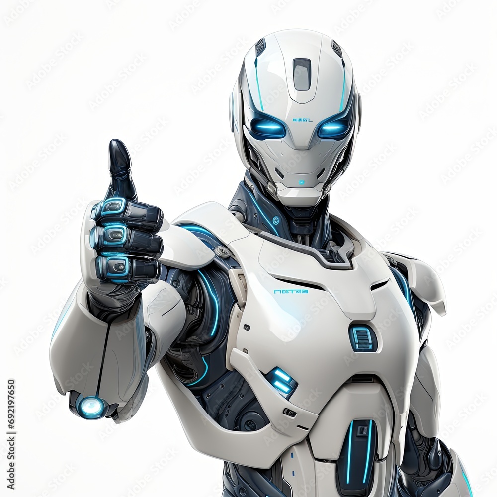 blue robot cyborg giving a thumbs up blue robot cyborg giving a thumbs up