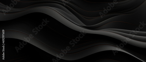 Abstract black and silver waves flow in a sleek and modern design. Modern abstract dark background useful for technical presentations