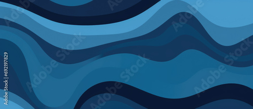 Sleek blue and black waves wide wallpaper in a luxurious abstract design.
