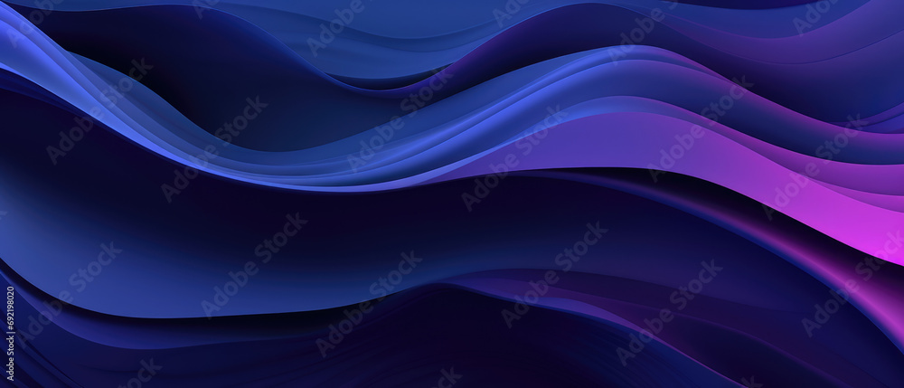 Flowing purple waves creating a luxurious and dynamic abstract background. - obrazy, fototapety, plakaty 