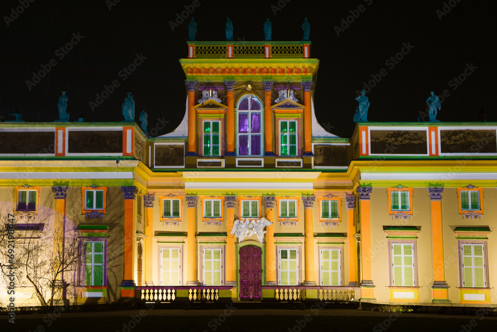 Wilanow Palace in Festive Illumination in Warsaw