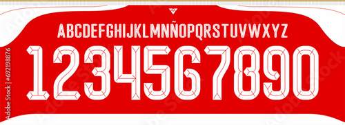 font vector team 2015 - 2016 kit sport style font. arsenal football style font gothic. premier league. sports style letters and numbers for soccer team photo