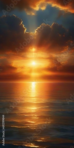 Fantasy sunset over ocean or sea.